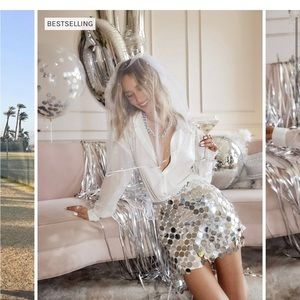 NWT 12th Tribe Diana Silver Disco Skirt